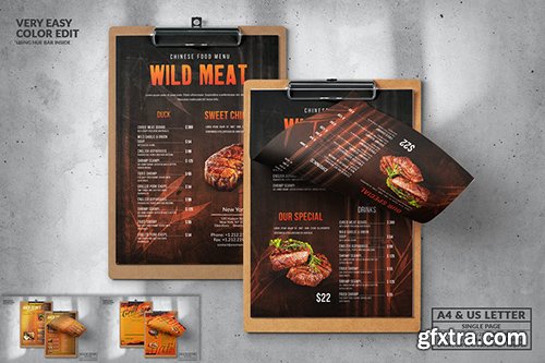 Vintage Single Page Food Menu Set