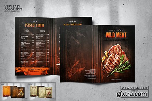 Vintage Bifold Food Menu Set