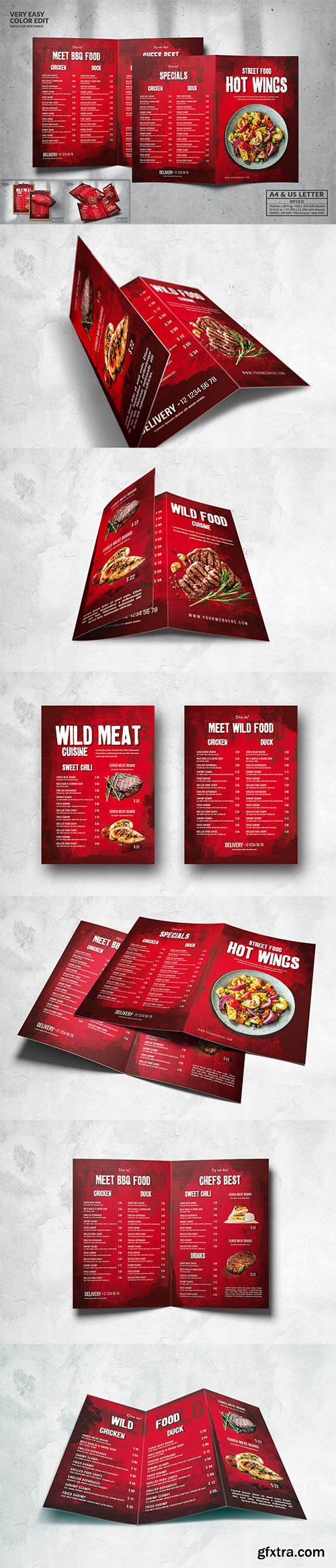 Hot Wings Vintage Food Menu Set