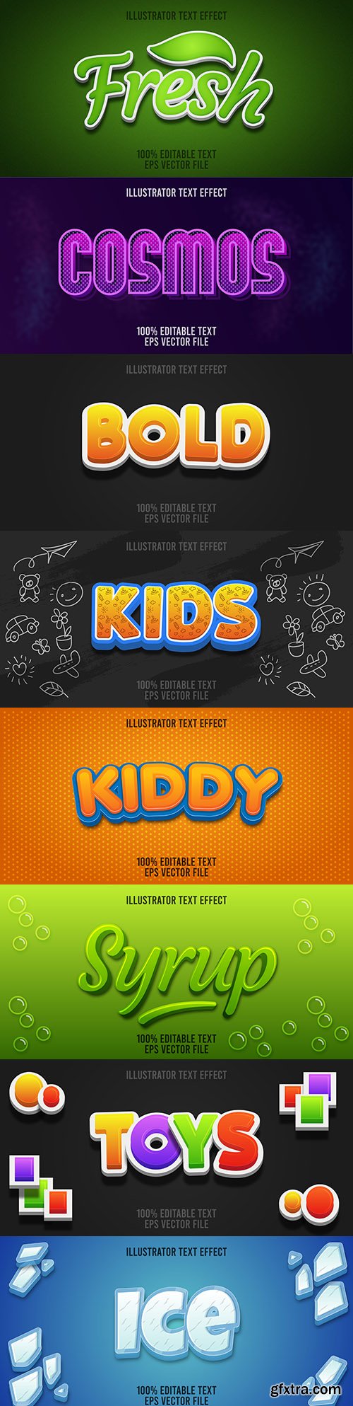 Editable font effect text collection illustration design 100
