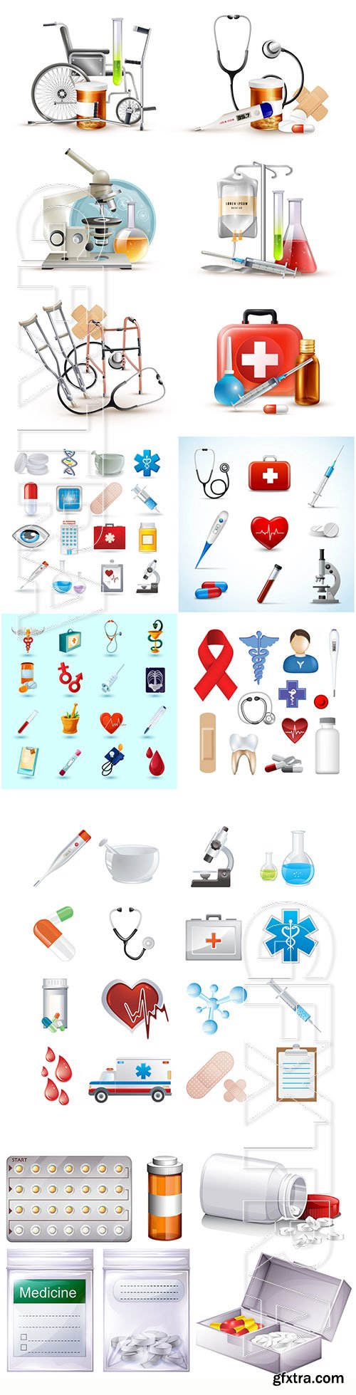 Medical supply elements vector set Medical supply elements vector set