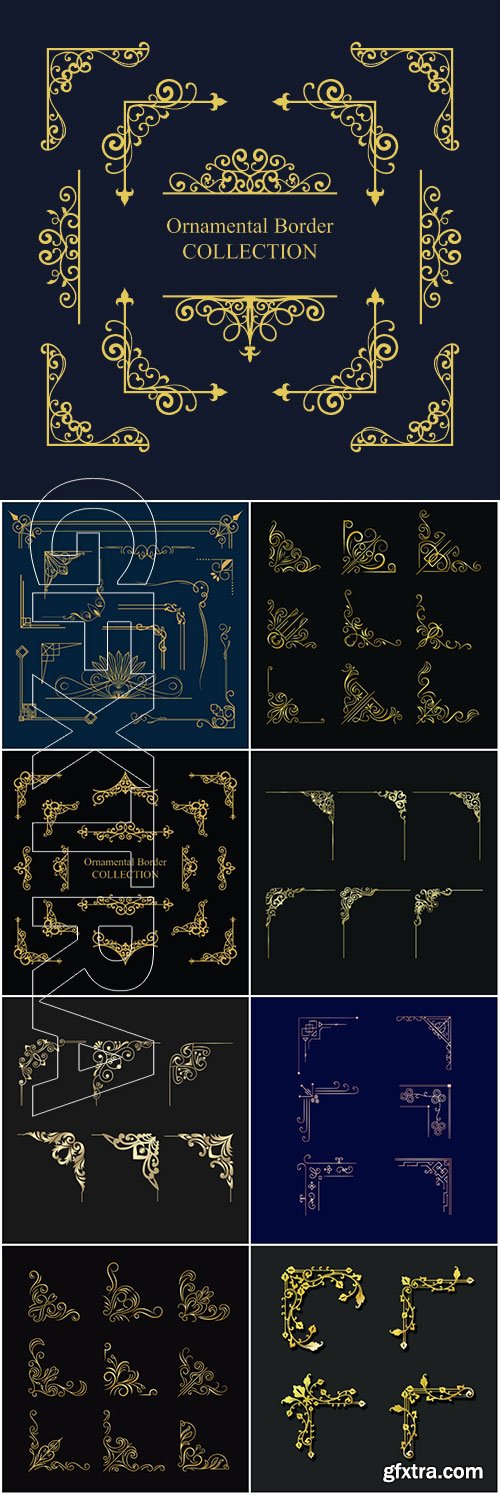 Golden border ornament vector collection Golden border ornament vector collection