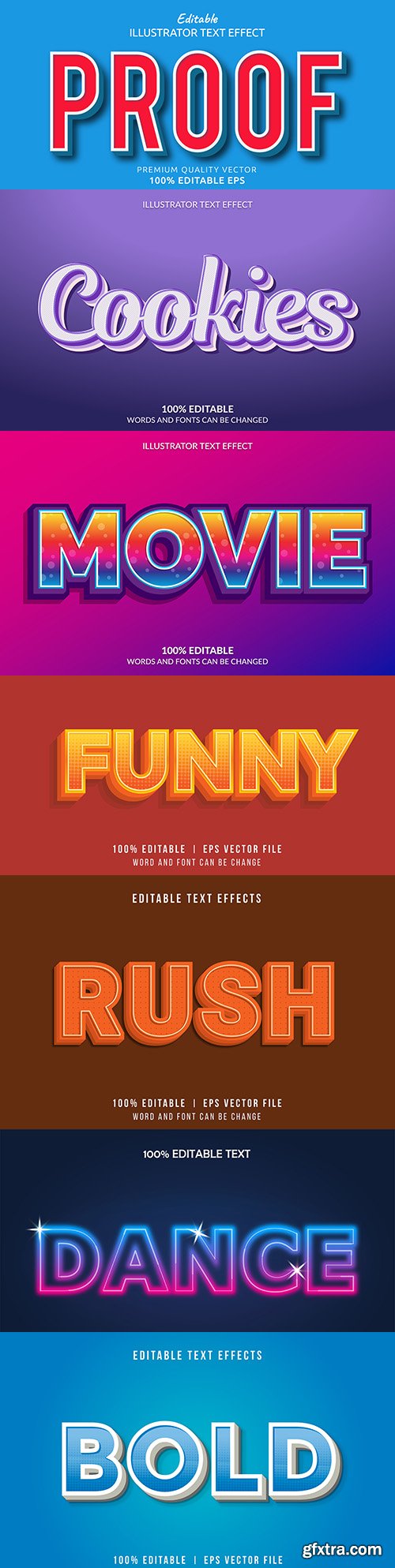 Editable font effect text collection illustration design 102
