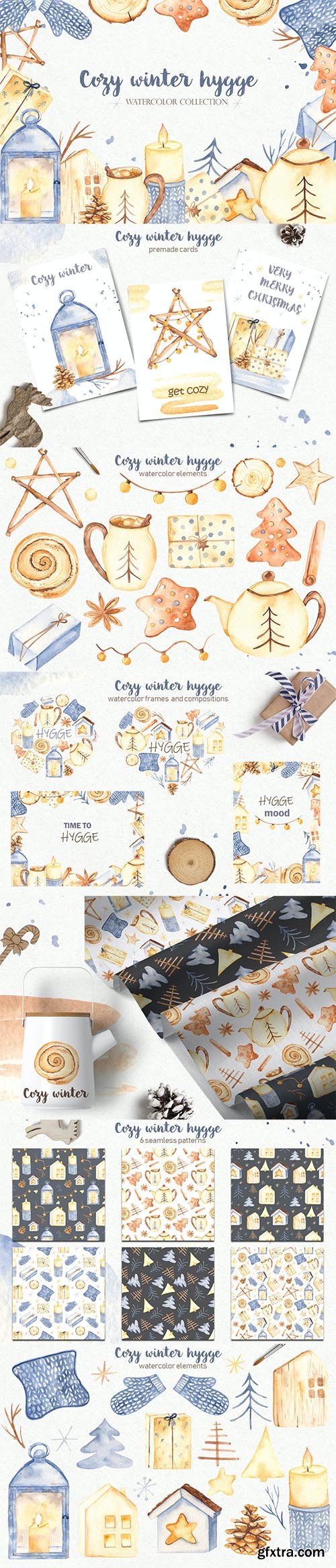Watercolor Cozy winter Hygge