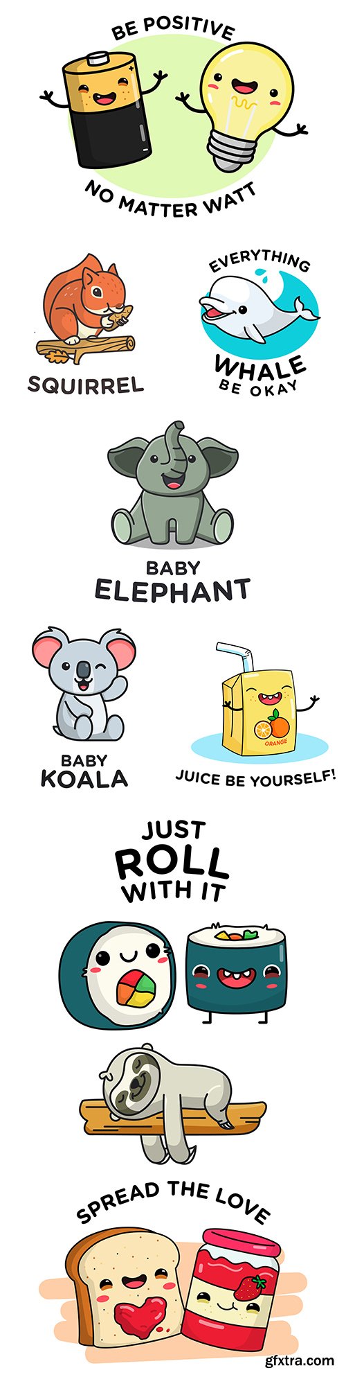 Animal mascot characters and motivational quotes design
