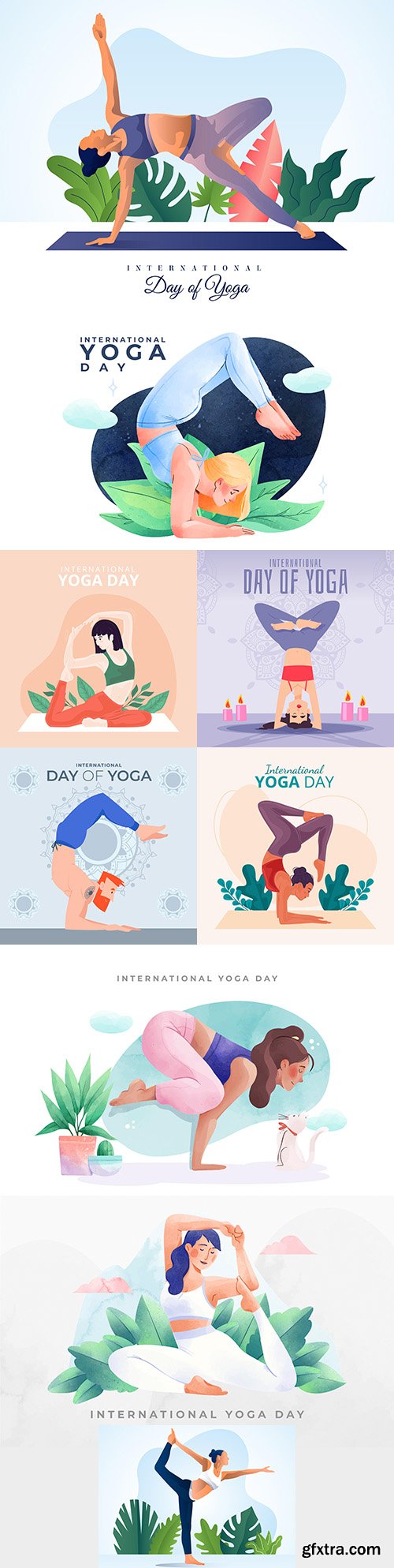 Yoga International day and meditation design illustration 3
