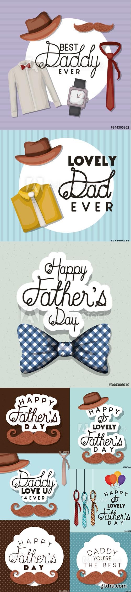 Happy Father Day Illustrations Set