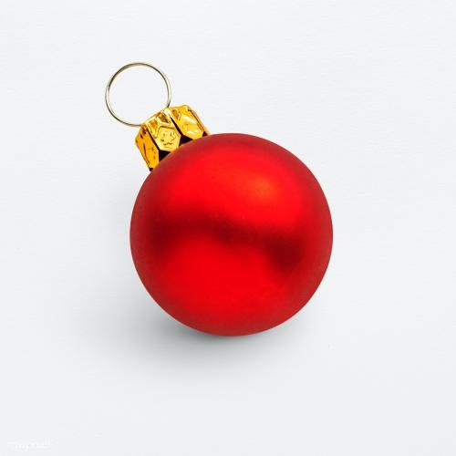 A shiny red ball Christmas ornament isolated on gray background - 1231416