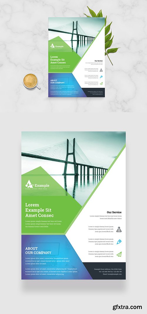 Abstract Blue Green Business Flyer Layout 348586001