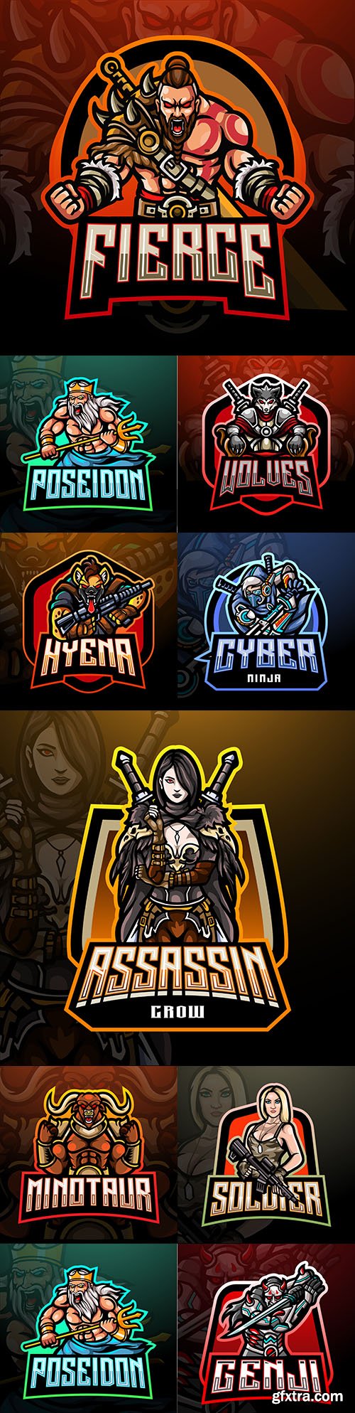 Emblem gaming mascot design cybersport illustration 22
