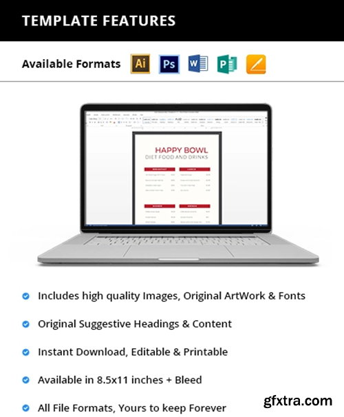 Diet Menu Planner Template GFxtra