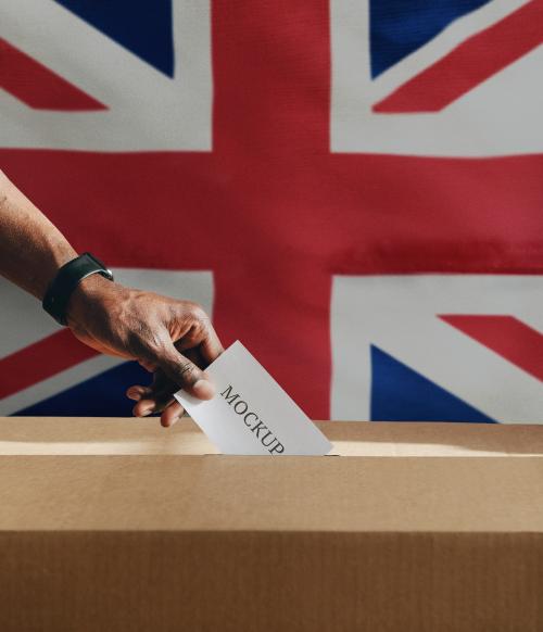 British man casting his vote to a ballot box mockup - 1223818