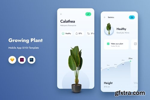 Growing Plant Mobile App UI Kit Template