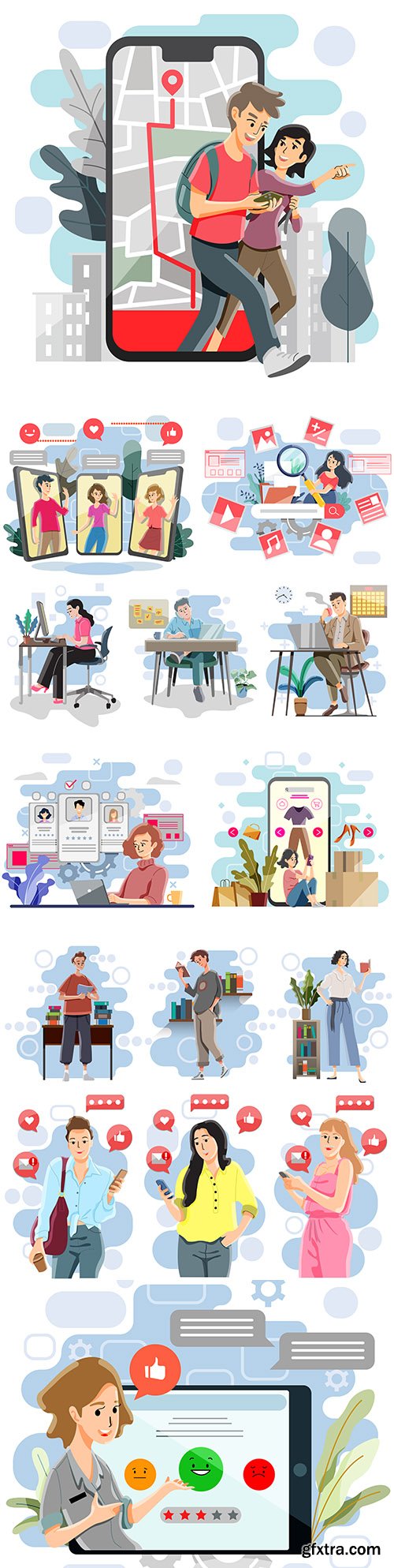 Group of people communication in network and navigation concept
