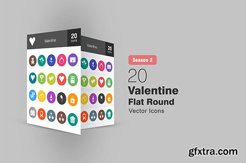 20 Valentine Flat Round Icons Season II