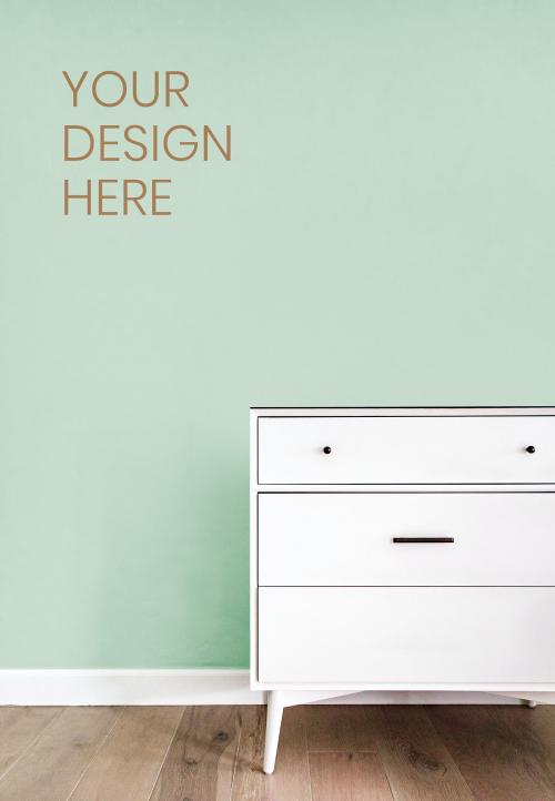 Drawer against a green wall mockup - 1211378