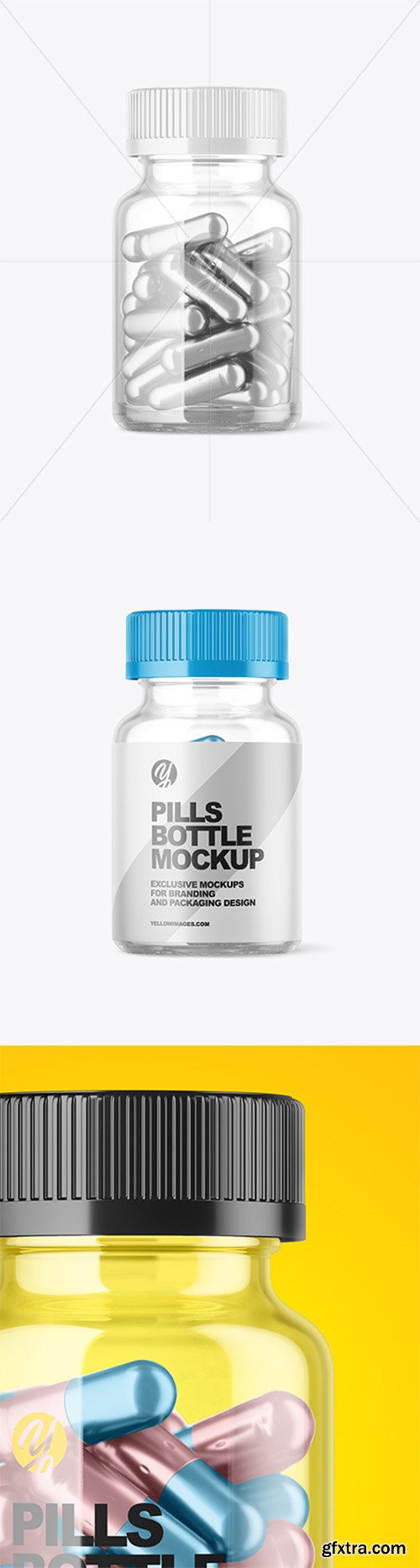 Download Clear Bottle With Metallized Pills Mockup 60532 Gfxtra Yellowimages Mockups