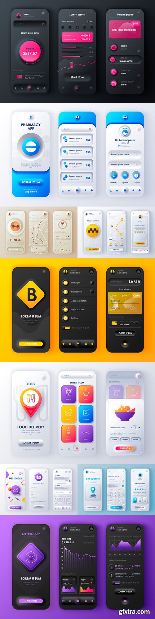 Mobile internet application in unique neo-morphism style
