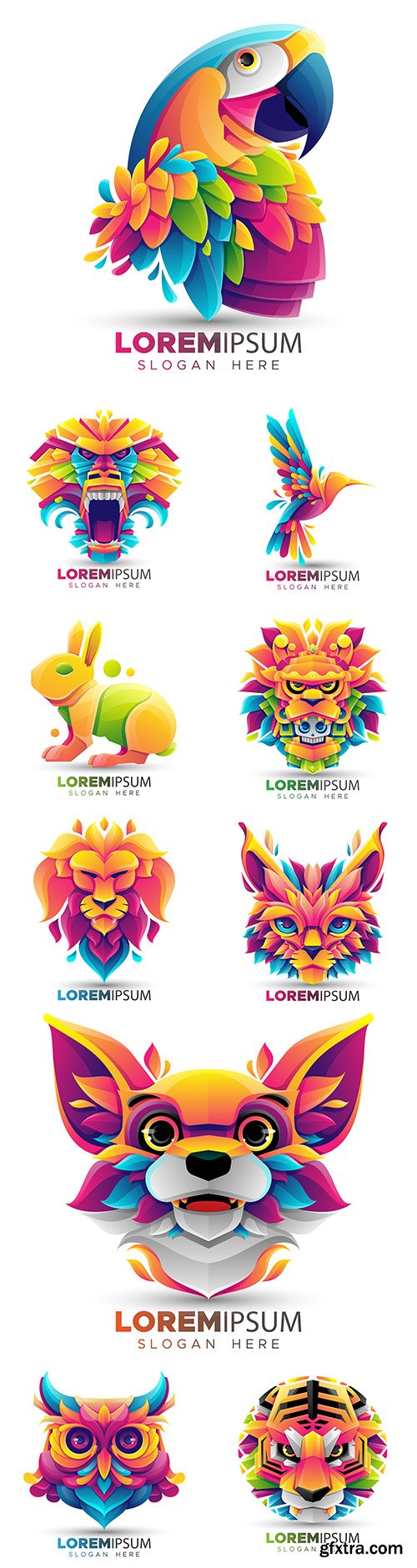 Origami and animal logo design flat color modern 7
