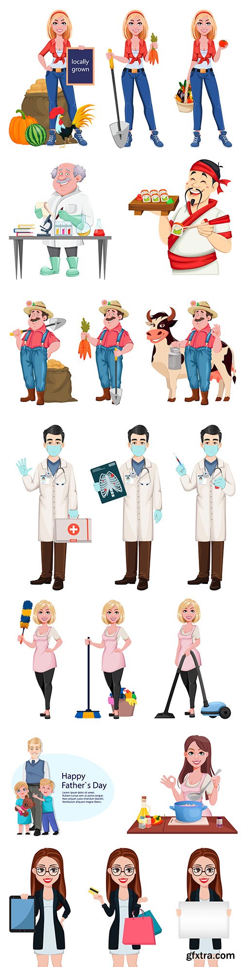 People of different professions cartoon character
