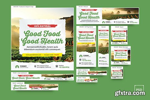 Organic Market, Fresh Food Banners Ad