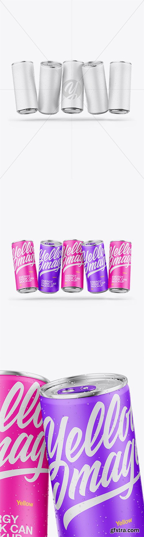 Five Metallic Cans W/ Matte Finish Mockup 57562 Five Metallic Cans W/ Matte Finish Mockup 57562