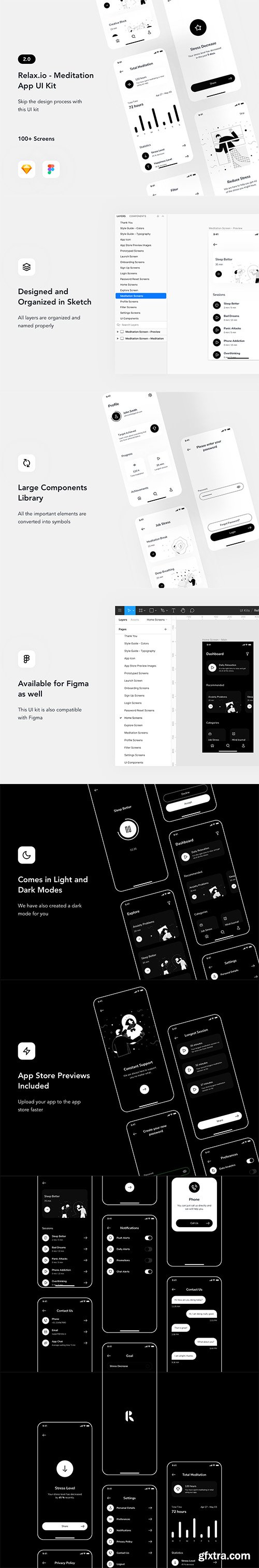 Relax.io 2.0 - Meditation App UI Kit Relax.io 2.0 - Meditation App UI Kit