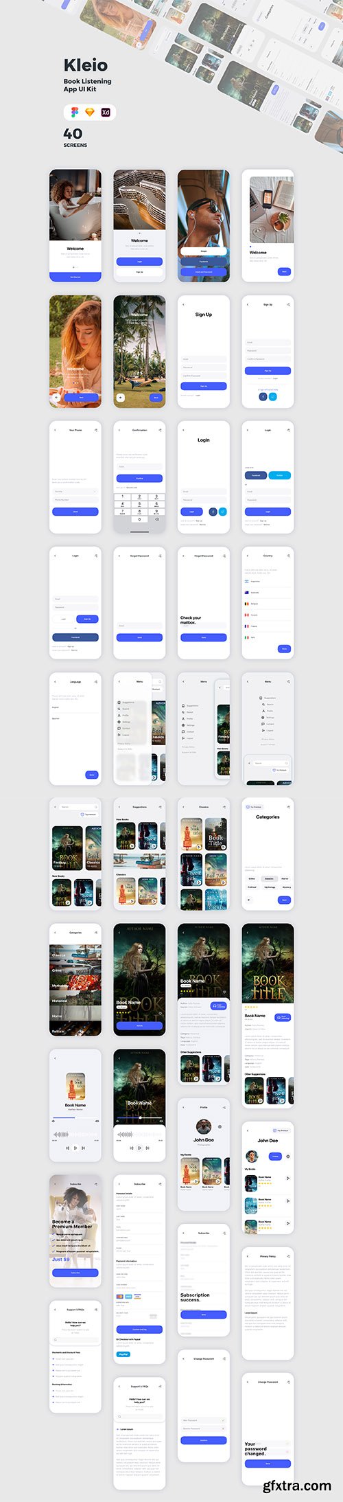 Kleio Book Listening App UI Kit Kleio Book Listening App UI Kit