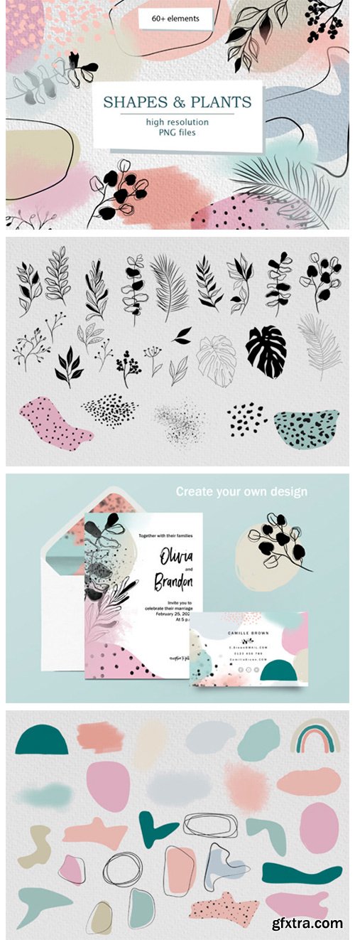 Modern Smooth Abstract Shapes & Plants 4178973