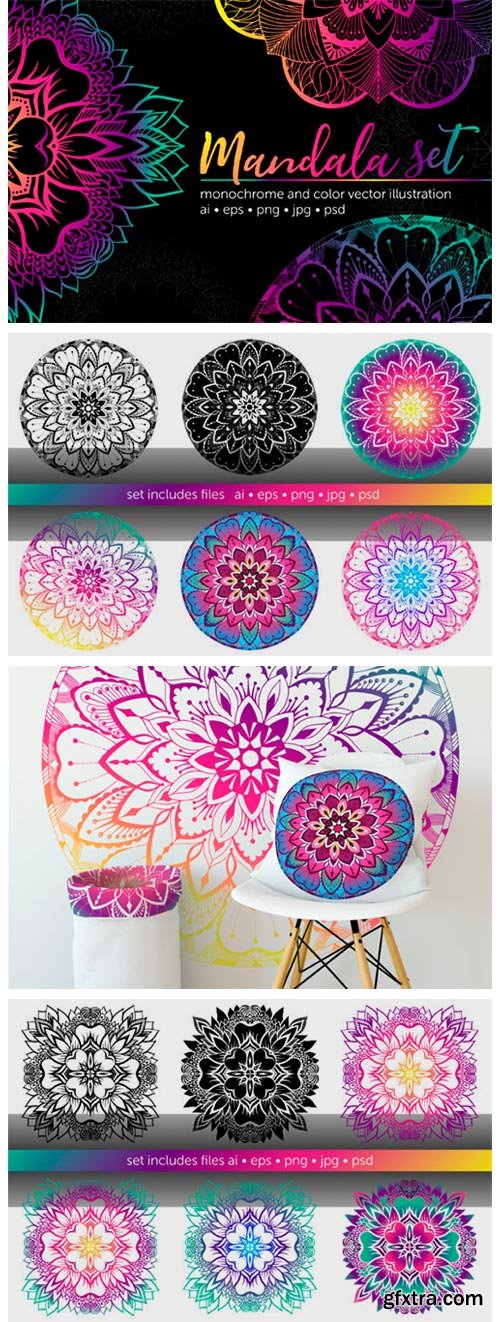 Set of Bright Vector Mandalas 4139899 Set of Bright Vector Mandalas 4139899