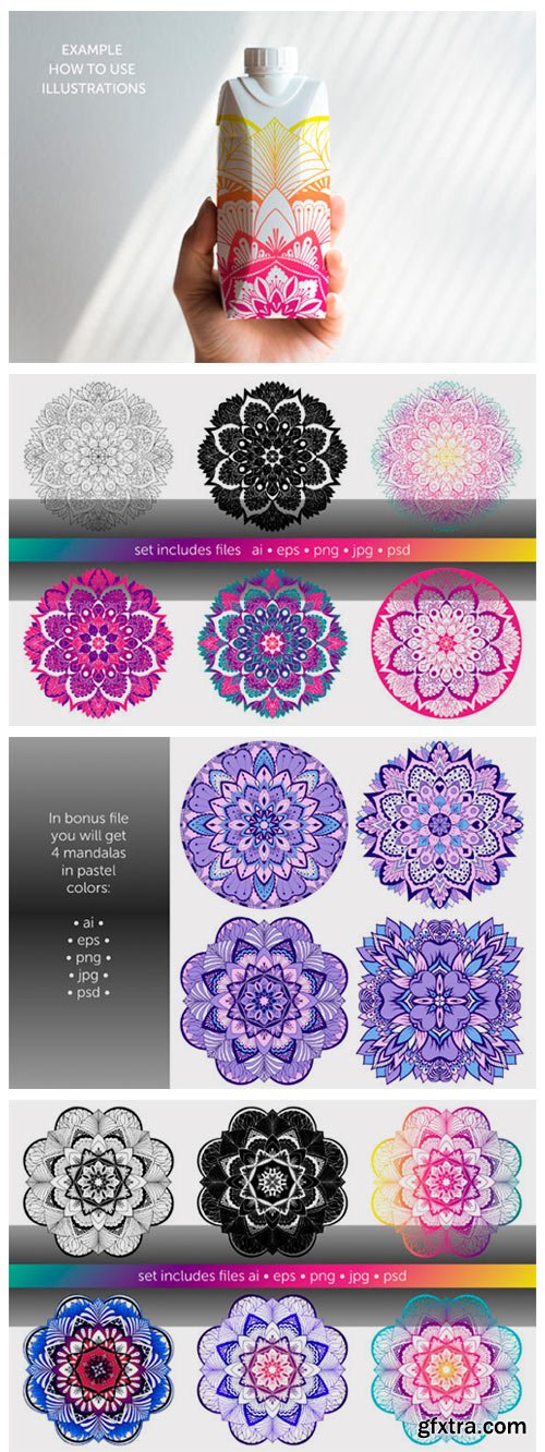 Set of Bright Vector Mandalas 4139899 Set of Bright Vector Mandalas 4139899
