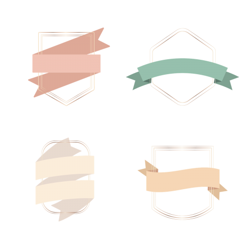 Gold frames with ribbon banners set transparent png - 2025732