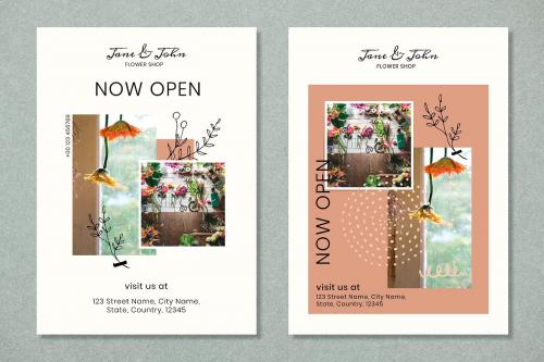 Flower shop poster design vector - 1218411
