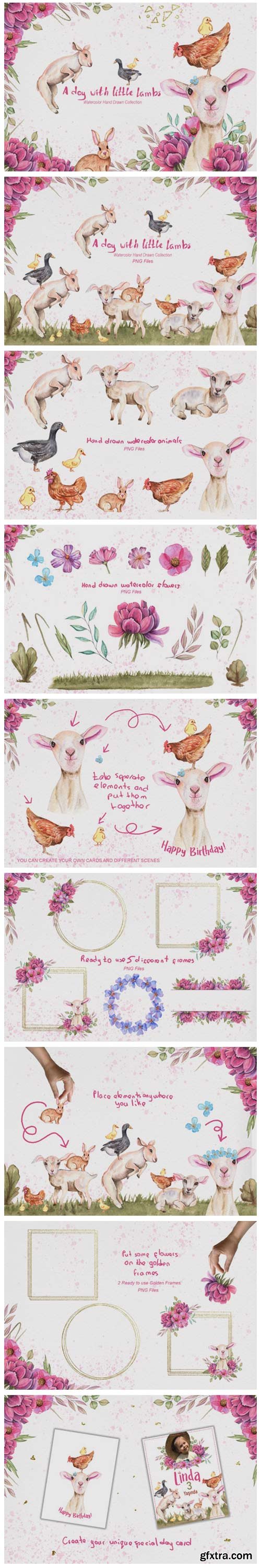 Watercolor Day with Little Lambs 4214624