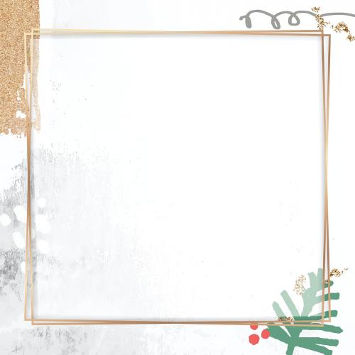 Decorative Christmas rectangle gold frame vector - 1227618