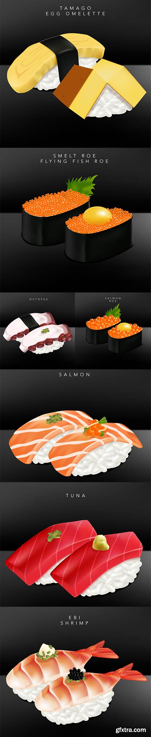 Japanese Dining Sushi Realistic Illustration