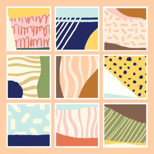 Colorful hand drawn abstract cards vector set - 1228041