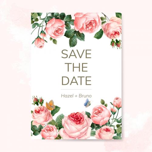 Wedding invitation card decorated with roses - 543297