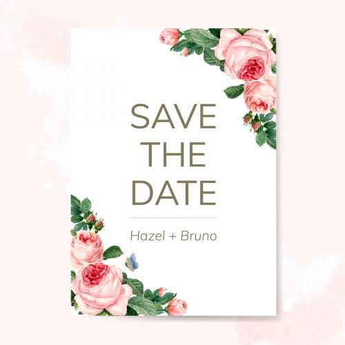 Wedding invitation card decorated with roses - 543304
