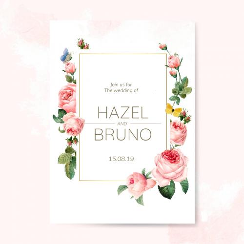 Wedding invitation card decorated with roses - 543340
