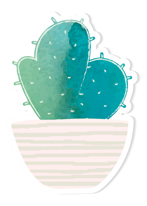 Watercolor cactus pot sticker - 2023139