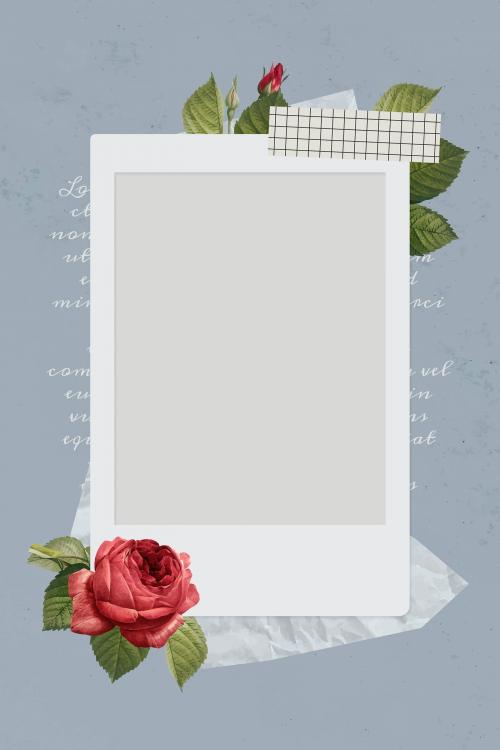 Blank collage photo frame template on gray background vector - 1217675