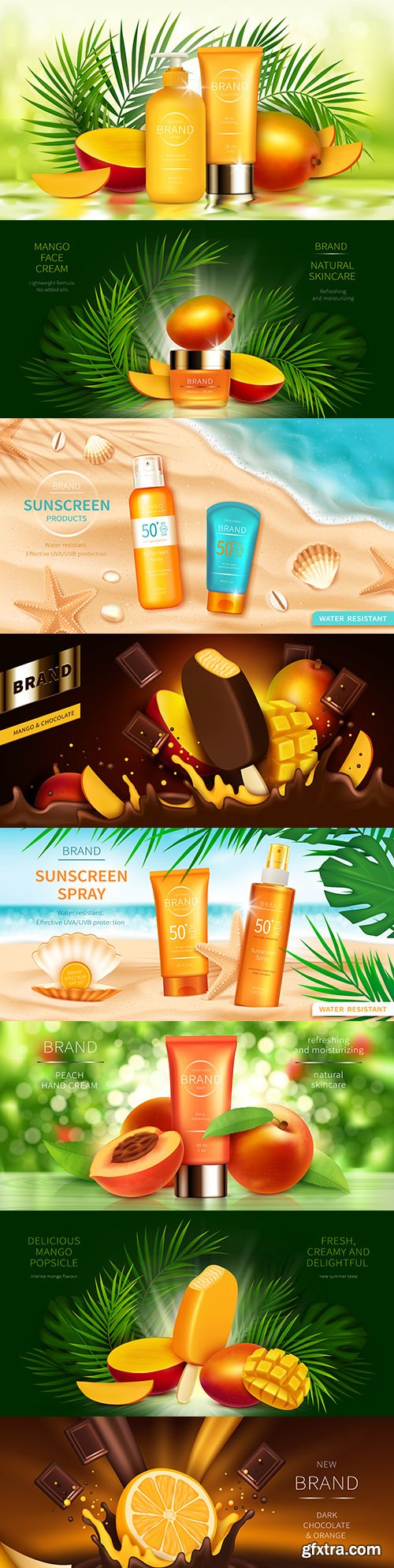 Fruit cosmetics for body care realistic illustrations