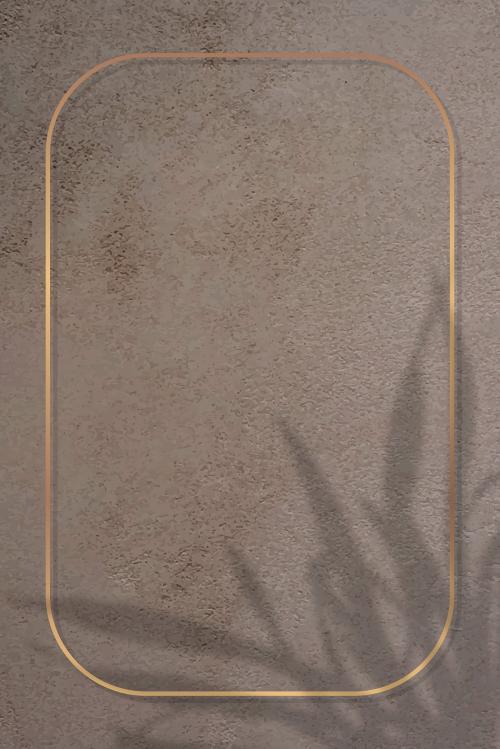 Rectangle gold frame on leaf shadowed brown background vector - 1217742