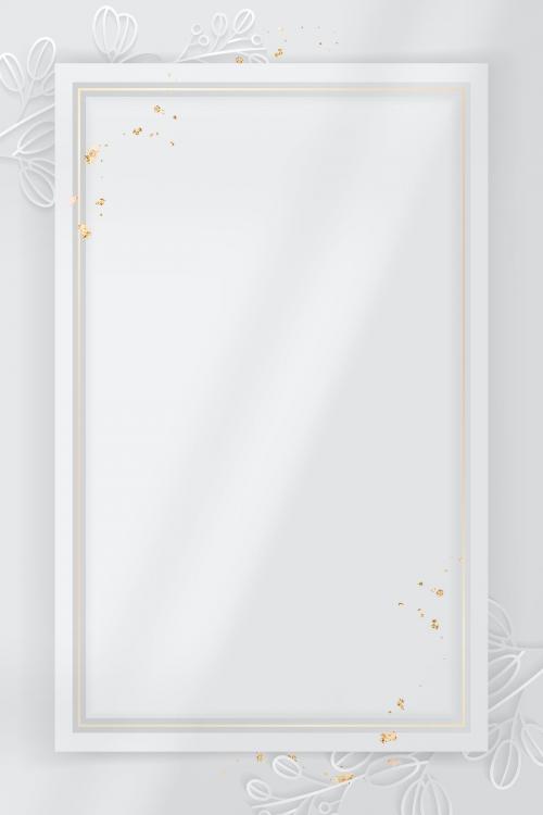 Rectangle frame on silver floral pattern background vector - 1218088