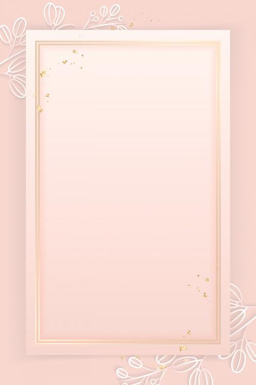 Rectangle frame on floral pattern pink background vector - 1218096
