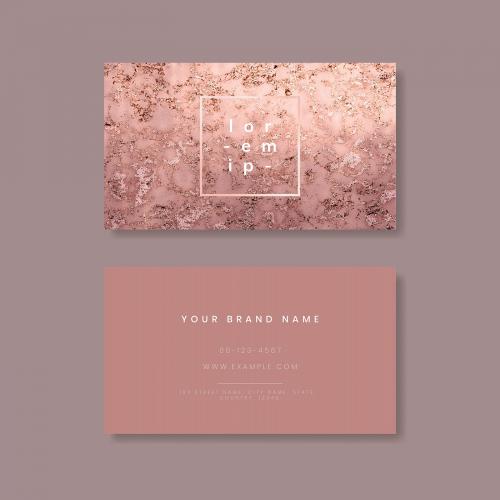 Pink shimmering marble textured business card vector - 1218367