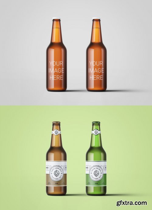 2 Beer Bottles Mockup 344560829