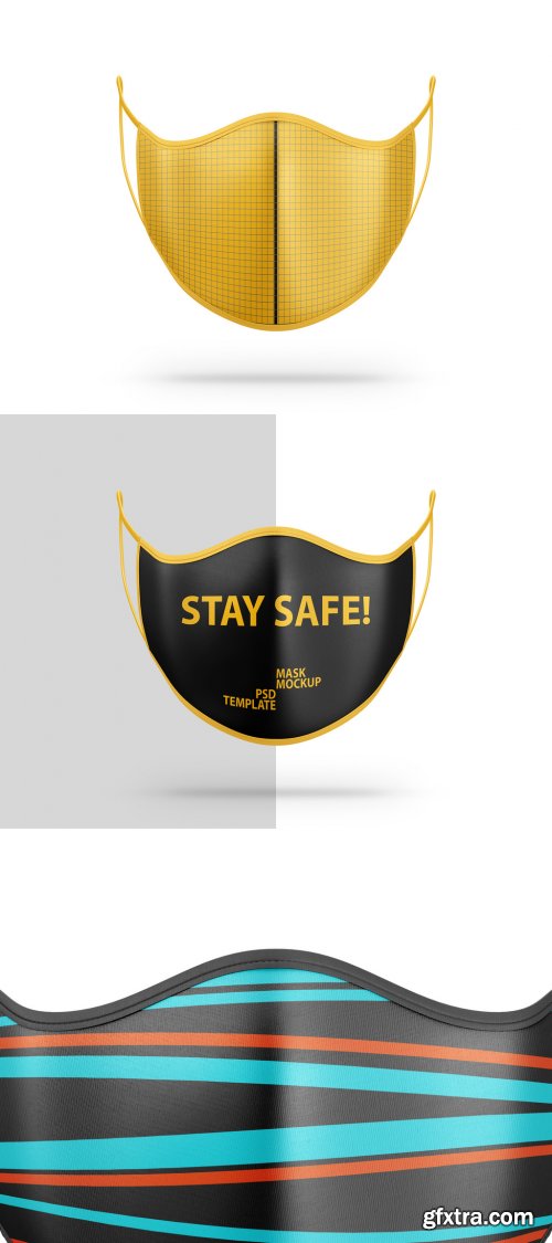 Face Mask Mockup Front Side View 345706522