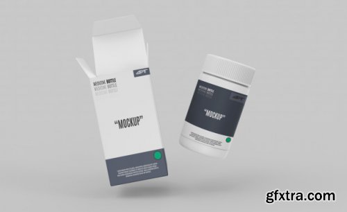 Plastic bottle with box mockup 4